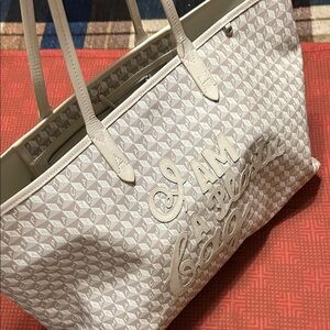 Anya Hindmarch Cream Tote Bag with Embossed Design